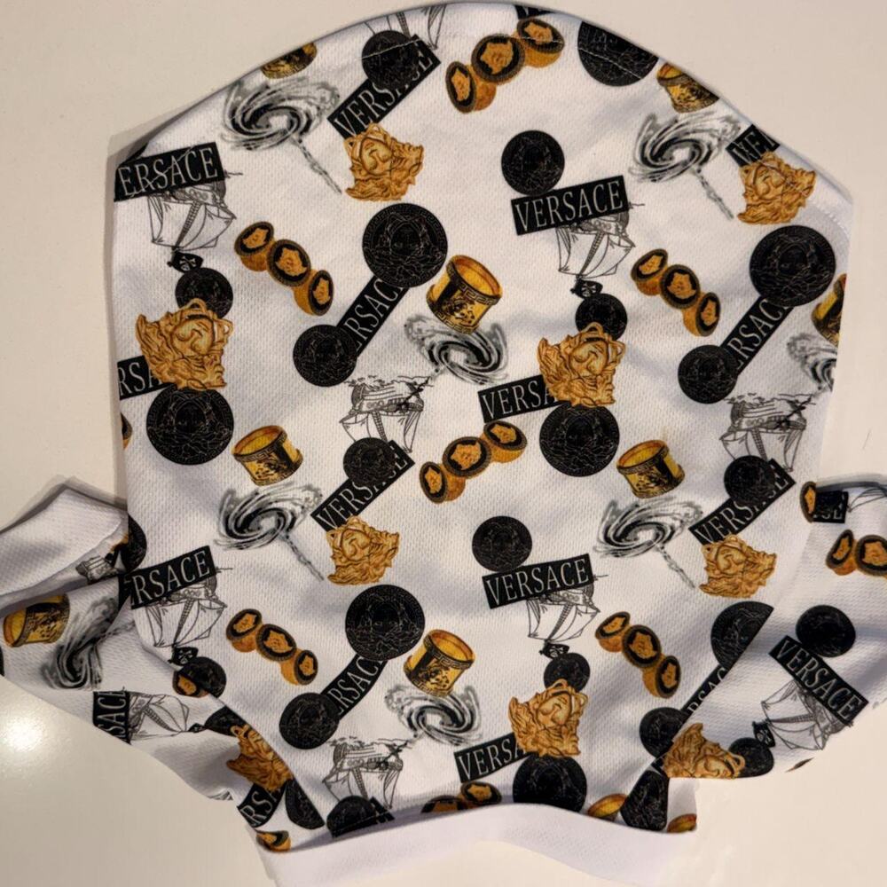 Glam Medium Dog Onesie | Designer Inspired Black Gold & White Pet Outfit - Picture 2 of 8
